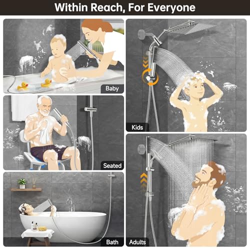 All Metal 12" Luxurious Shower Head with Handheld