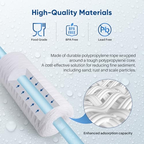 5 Micron 10 x 4.5 Whole House String Wound Sediment Filter for Well Water (3 Count)