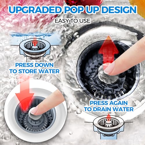 3 in 1 Kitchen Sink Drain Strainer Stopper Removable Basket Pop