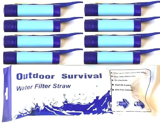 Galaxy Personal Portable Water Filter Straw Filtration Purifier for Hiking, Camping, Hunting, Travel, Outdoor Emergency Survival Detachable. (8 Packs)