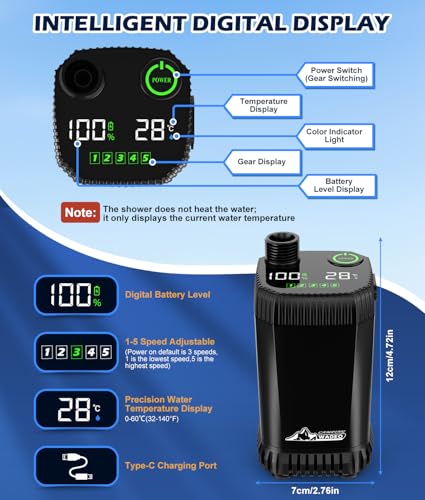 2026 Upgraded Portable Shower for Camping with Heater