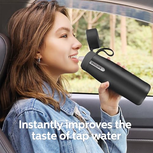 Filtered Water Bottle Stainless Steel Keeps Cold 18.6oz Black