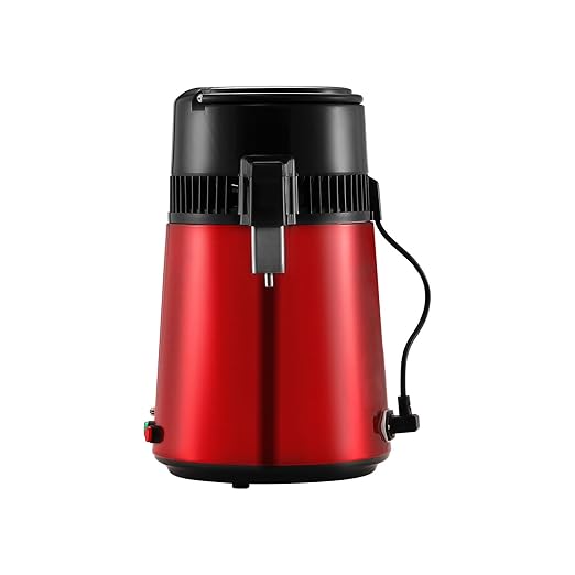 VEVOR Water Distiller, 4L 1.05 Gallon Pure Purifier Filter for Home Countertop, 750W Distilled Maker, Stainless Steel Interior Machine to Make Clean Water, Red