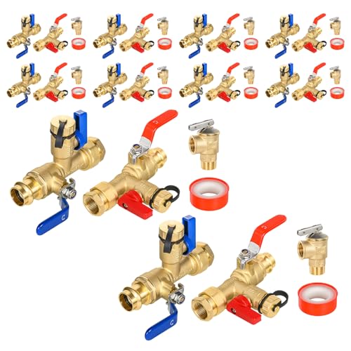 3 4 Inch GUOFIS IPS Tankless Water Heater Valve Kit with Pressure Relief Valve (10 Count)
