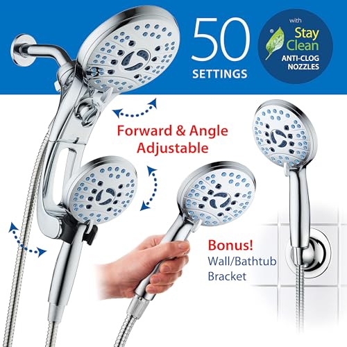 AquaCare 50 mode High Pressure Shower Head Combo with Arm & Dual Power Wash