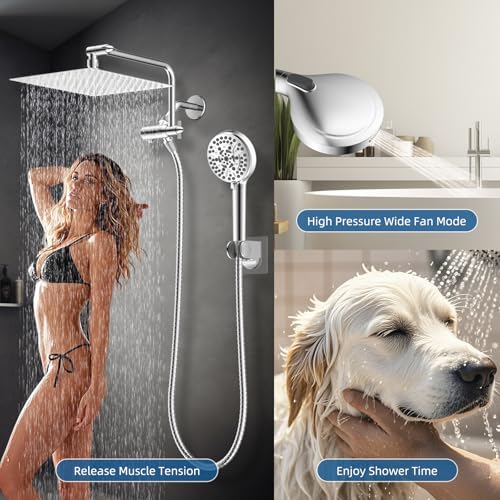 12" Metal Rainfall Shower Head with 10