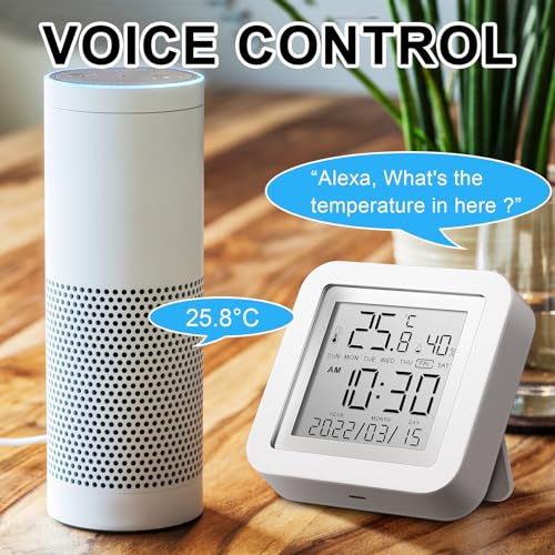 2 Pcs Smart Wireless Temperature Monitor Humidity Monitor Wireless Hygrometer Thermometer Digital Room Compatible with APP Notification Alert and LCD Display House (2 Count)