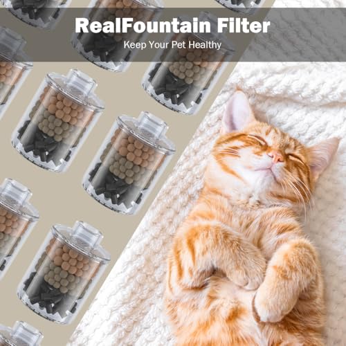 RealPura Filters 6pcs and Filter Sponges 6 Pack Compatible with Automatic Cat Water Fountain (12 Count)