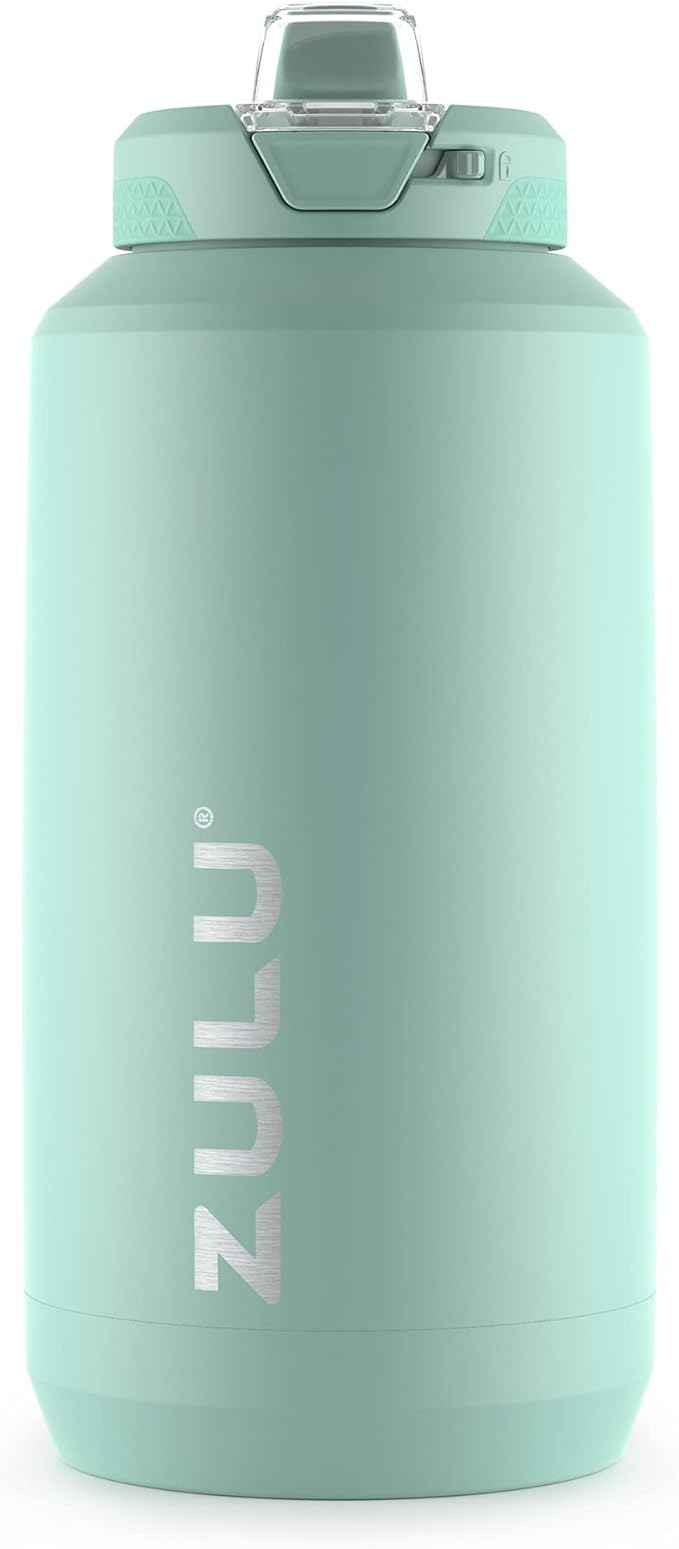 ZULU Goals Vacuum Insulated Large Capacity Stainless Steel Water Bottle | Reusable Jug Thermoses with Carry Handle | Leak-Proof Lid | Perfect for Travel, Workout, Gym, Hiking, Camping | 64oz, 101oz