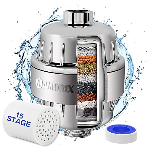 15 Stage Shower Head Filter Water Filter for Hard Water Silver