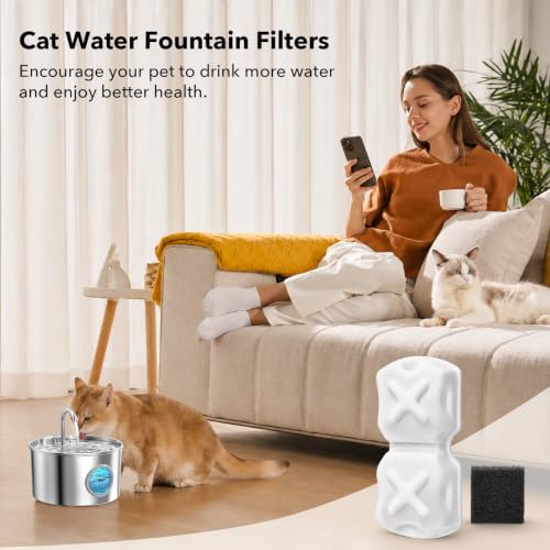 32 Piece Stainless Steel Cat Water Fountain Filter Replacement (33 Count)