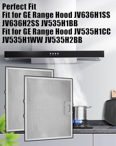Range Hood Grease Filter Fit for GE JV636H1SS JV535H1BB JV535H1CC JV535H1WW JV535H2WW JV536H1SS (2 Count)