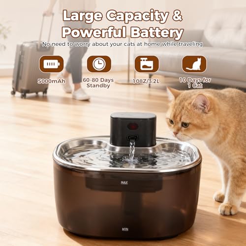 Pumpless Cat Water Fountain Stainless Steel