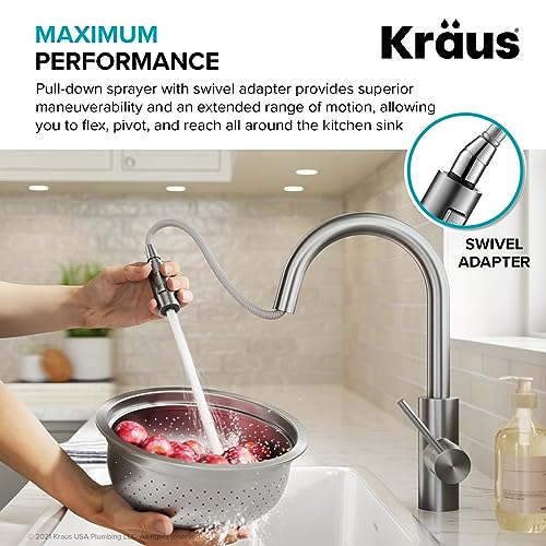 Chrome 15 in Single Handle Pull Down Kitchen Faucet KPF