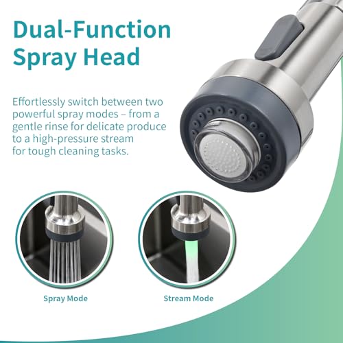 Led Kitchen Faucet with Pull Down Sprayer Brushed Nickel