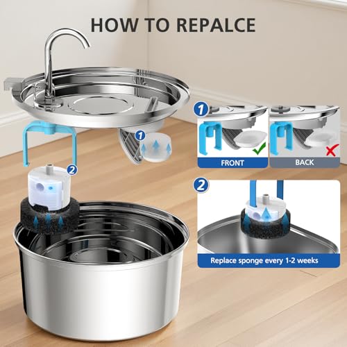 50 Pack Cat Water Fountain Filters for Stainless Steel Pet Water Dispenser (25 Count)