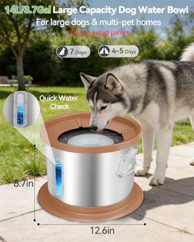 14L No Spill Dog Water Bowl (5.5 Pound)