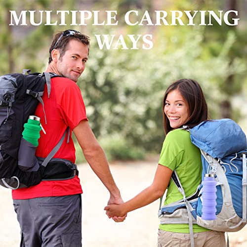4 Pcs Collapsible Water Bottles 17 oz Reusable Silicone Foldable Travel Water Bottle Portable Leak Proof Sports Water Bottles for Gym Camping Hiking (4 Count)