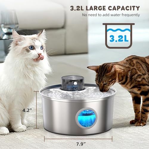PWL 003 Smart Motion Sensor Cordless Stainless Steel Dog & Cat Water Fountain