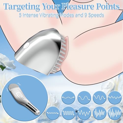 2-in-1 Multifunction Personal Massager, 5 Modes & 9 Speeds, Intimate Massager for Clitoral, Nipple, G-Spot & Penis Stimulation, Solo or Couples Use