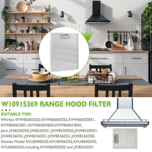 W10915369 Range Hood Filter replacement 5 Layer Aluminum Mesh Hood Grease Filter Fit for Whirlp Kitchen Exhaust Fan Jenn Air Kitchen Aid
