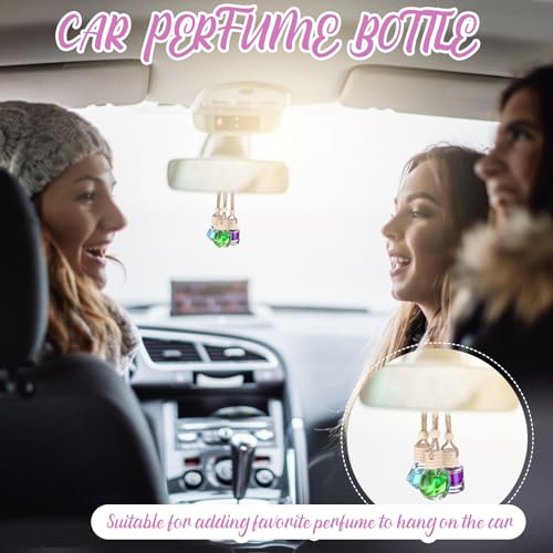 60 Pcs Hanging Car Air Freshener Car Diffuser Bottle Empty Glass Perfume Bottles Air Freshener Diffuser Bottle Pendant for Essential Oils Fragrance Aromatherapy Ornament Decor (60 Count)