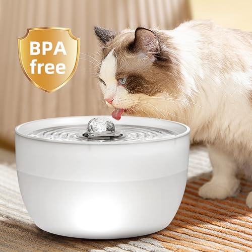 W8 Stainless Steel Dog & Cat Water Fountain with LED Light