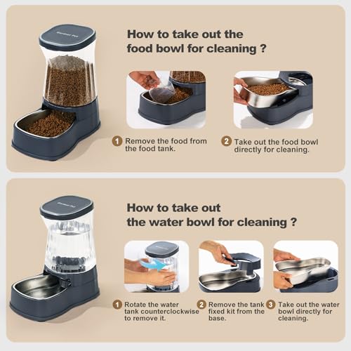 Automatic Dog Water Dispenser Gravity Stainless Steel Waterer & Food Feeder Set