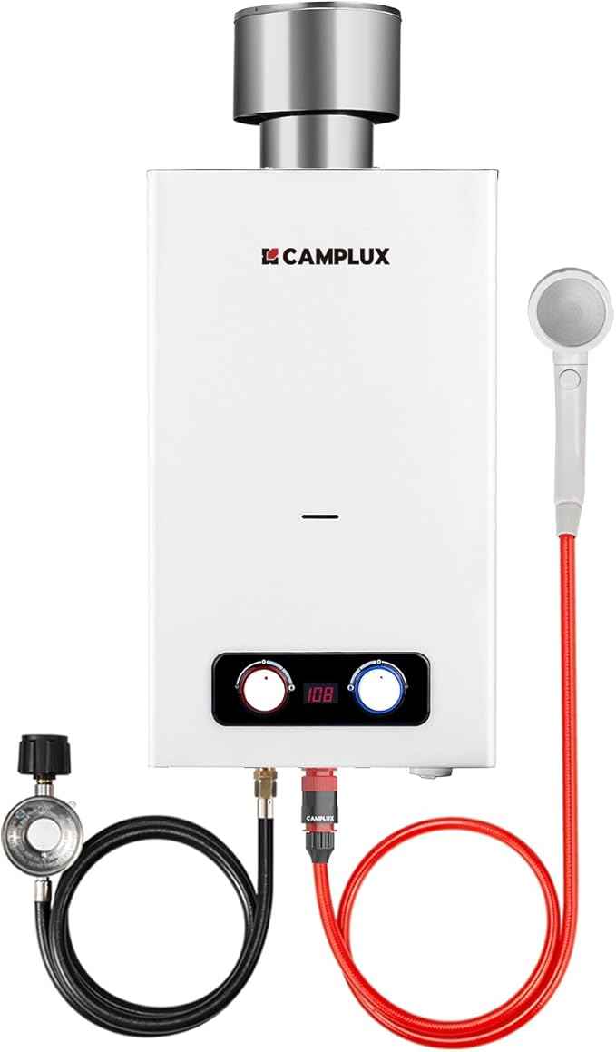 CAMPLUX 2.64 GPM Portable Tankless Water Heater, Outdoor Propane Water Heater with 4.33