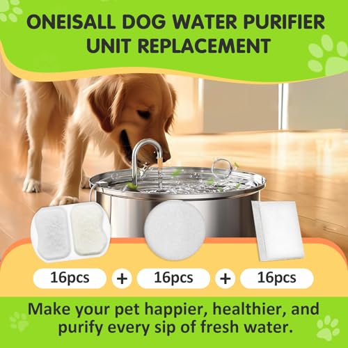 16 Packs Replacement Filters Compatible with Oneisall Dogs Water Fountain (16 Count)