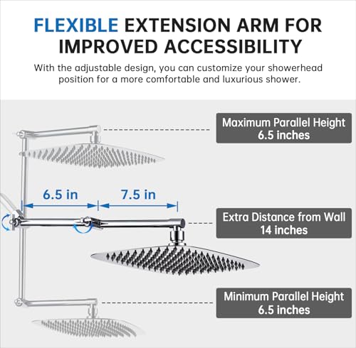 All Metal 14 Inches Rainfall Shower Head with Handheld Combo