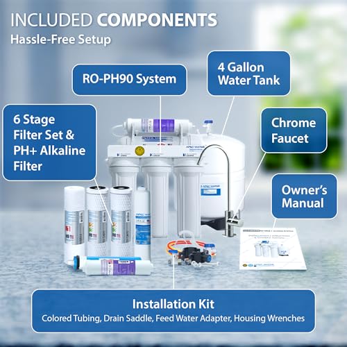 RO-PH90, 6-Stage Under Sink RO System, Alkaline, 90 GPD