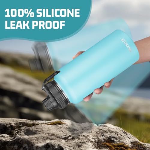 32oz Metal Sports Insulated Water Bottle with 2 Lids