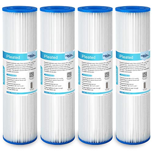 50 Micron Pleated Polyester Sediment Water Filter 10"x2.5" Replacement Cartridge Universal Whole House Pre (4 Count)