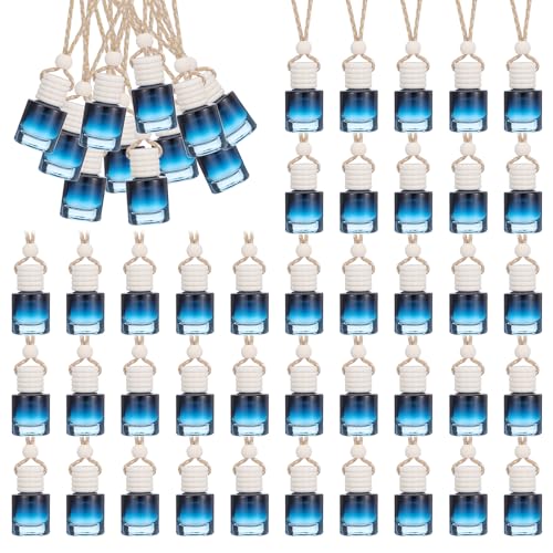 50 Pcs Hanging Car Air Freshener Car Diffuser Bottles Empty Glass Perfume Bottle Freshener Diffuser Bottle Pendant for Essential Oil Fragrance Aromatherapy Bottle Ornament (50 Count)