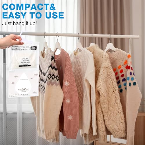 30 Pack 500 ml Moisture Absorber Hanging Closet Dehumidifier Bags Unscented Hanging Humidity Absorber Desiccant Moisture Absorb in Wardrobes Bedrooms Bathrooms Kitchen (30 Count)