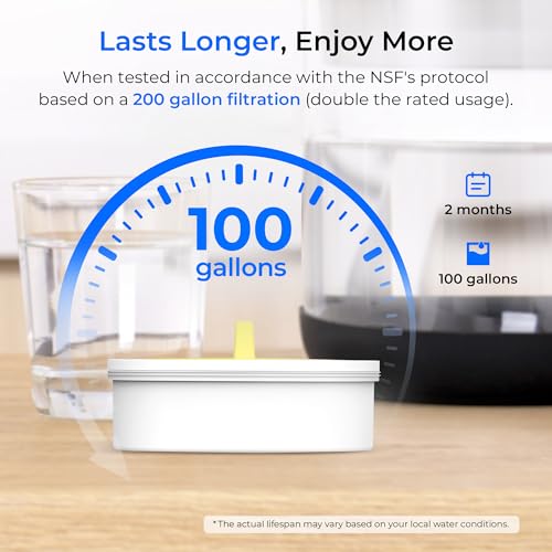 PT-09BL 10-Cup Large Glass Water Filter Pitcher, Eco-Friendly