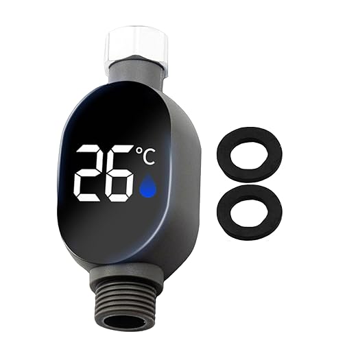 Shower Water Temperature Monitor - Real Time Visual Monitoring, LED Digital Display, Smart Water Temperature Indicator for Kids Bath, Safe Bathroom Accessory for Home Dormitory Hotel Apartment