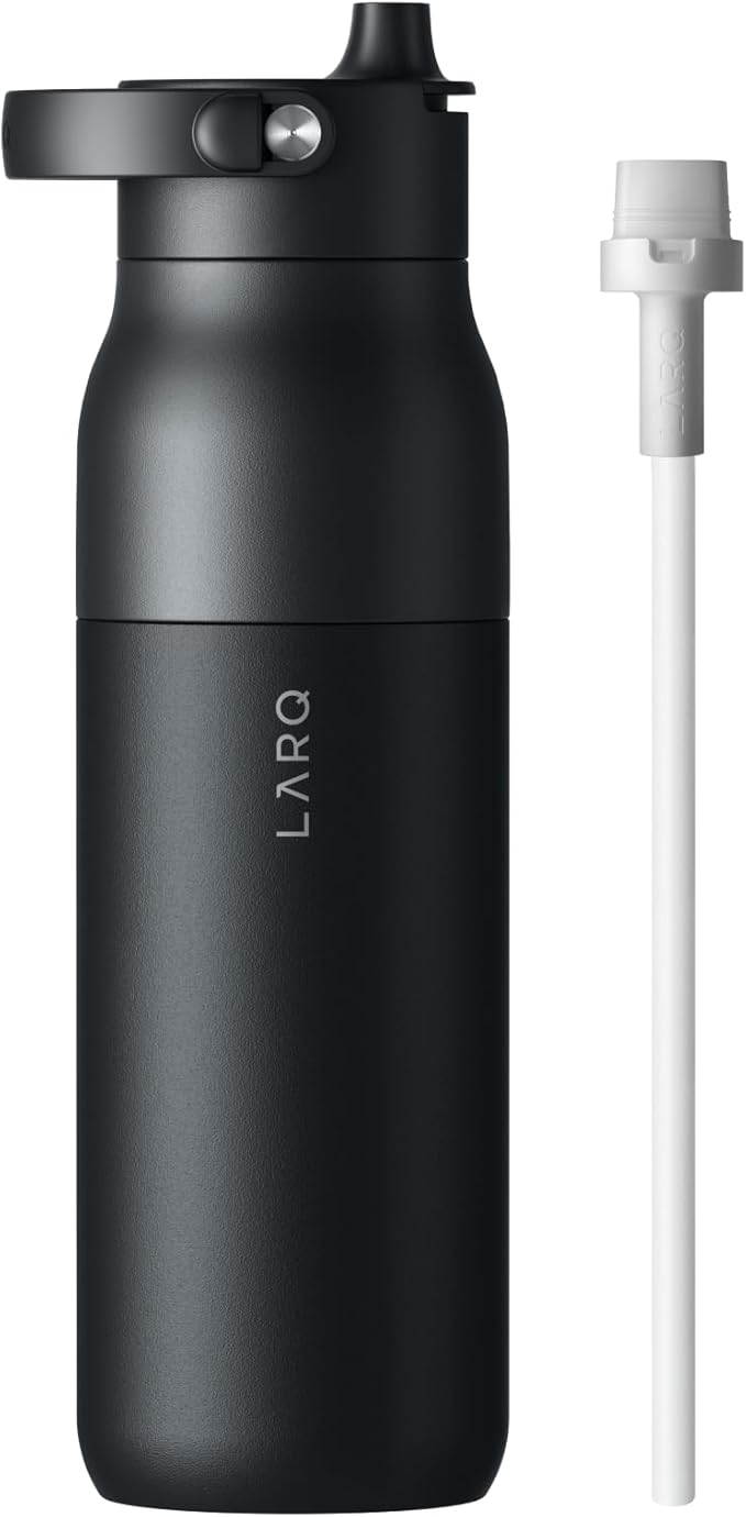 LARQ Bottle Swig Top 23oz - Insulated Stainless Steel Water Bottle With Built-In Silicone Handle | BPA Free | Reusable Water Bottle for Sports, Gym, and Travel, Obsidian Black