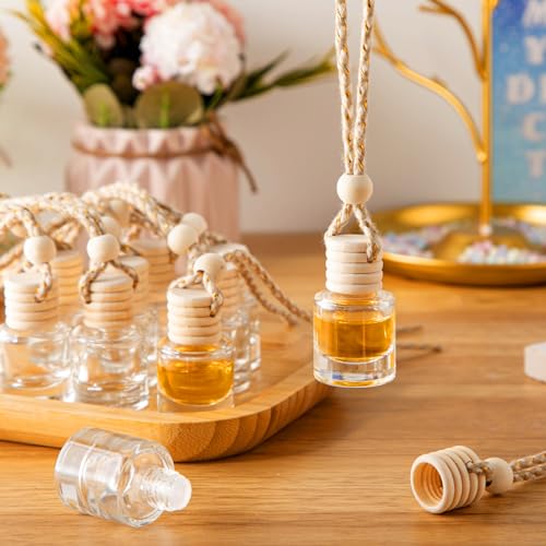 150 Pieces Hanging Car Diffuser Air Freshener Bottle Bulk Empty Glass Refillable Perfume Bottles Oil Diffuser Aromatherapy Pendant for Auto Interior Ornaments Decor (150 Count)
