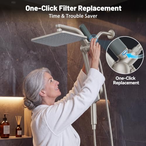 Dual Filtered Rainfall Handheld Showerhead Spray Combo with 7 Modes