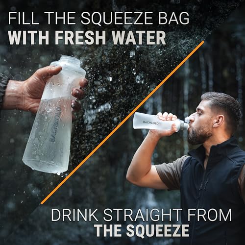 Squeeze Collapsible Water Filter Bottle for Camping