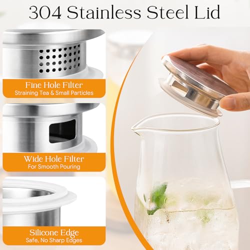 68 oz Glass Pitcher with Lid (2 Count)