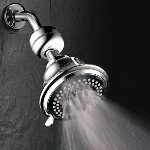Advanced High Intensity Super Compact Universal Shower Filter with Replaceable Enriched KDF Shower Filter Cartridge by Hotel Spa AquaCare. Use with Any Shower Head