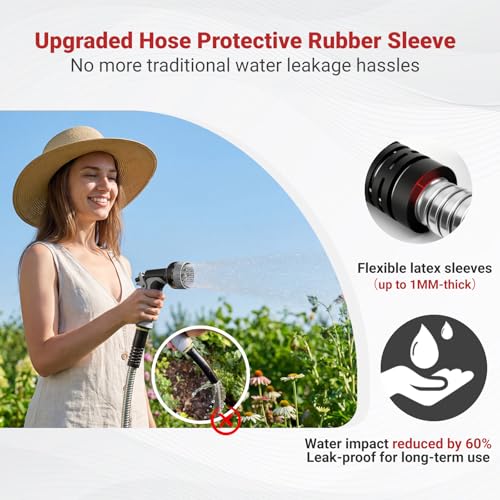 100ft Metal Garden Hose with Upgraded Leak‑Proof Rubber Sleeve