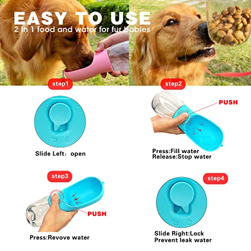 Dog Water Bottle with Food Container