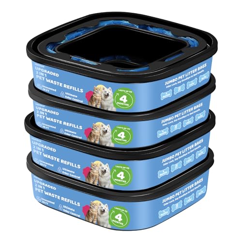 2 in 1 Genie Refill Bags for Dog Cat 4 Pack (4 Count)