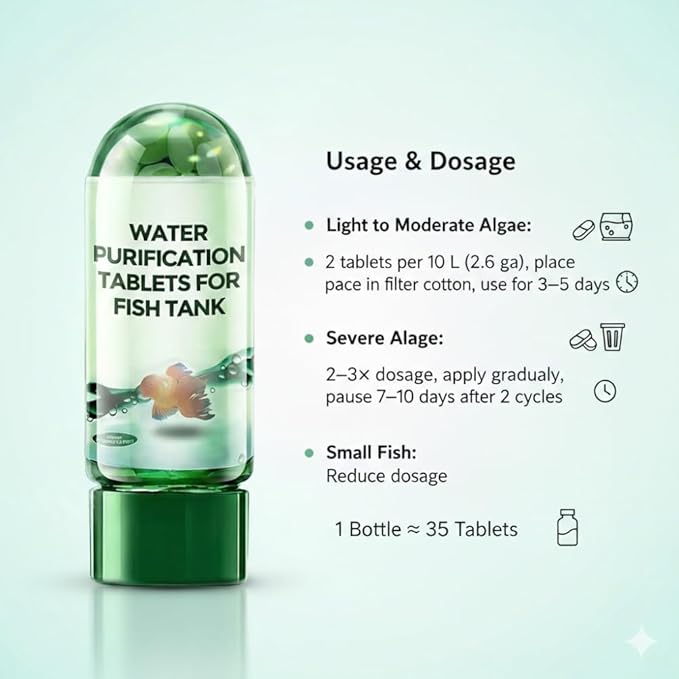 Powerful Aquarium Water Purification Tablet, Water Purification Tablets for Fish Tank, Efficient Clear Turbidity & Improve Water Quality, New Year's Gift for Aquarium Enthusiasts (9pcs)