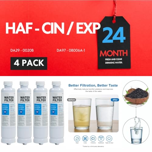 HAF-CIN/EXP DA29 Water Filter Replacement – Compatible with DA29-00020B – Carbon Block 99% Contaminant Reduction – Fresh Water & Ice – 24 Month Life 4 PACK (4 Count)