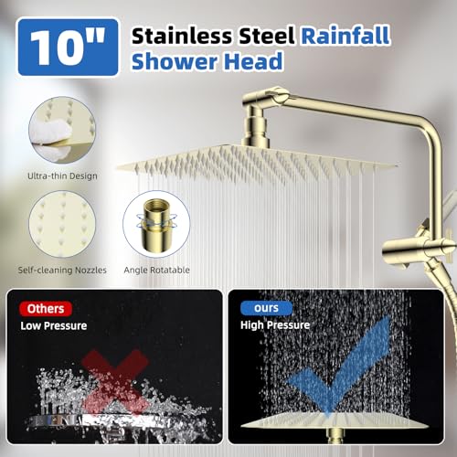 10" Metal Rainfall Shower Head with 10